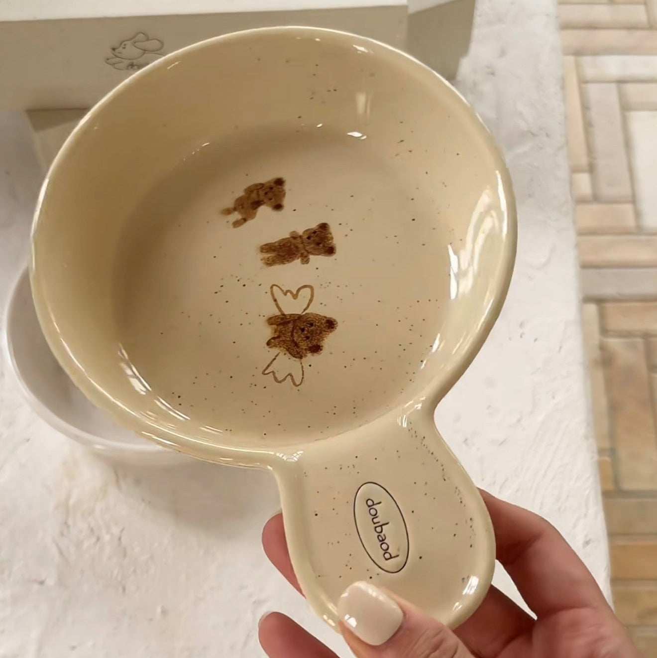 Bear Ceramic Pet Bowl with Handle