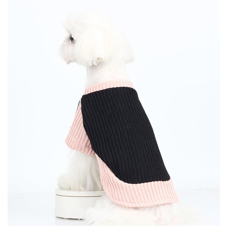 Lace-Up Black-Pink Knit Sweater