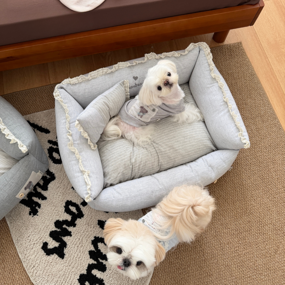 Cozy Grey Pet Bed with Matching Pillow