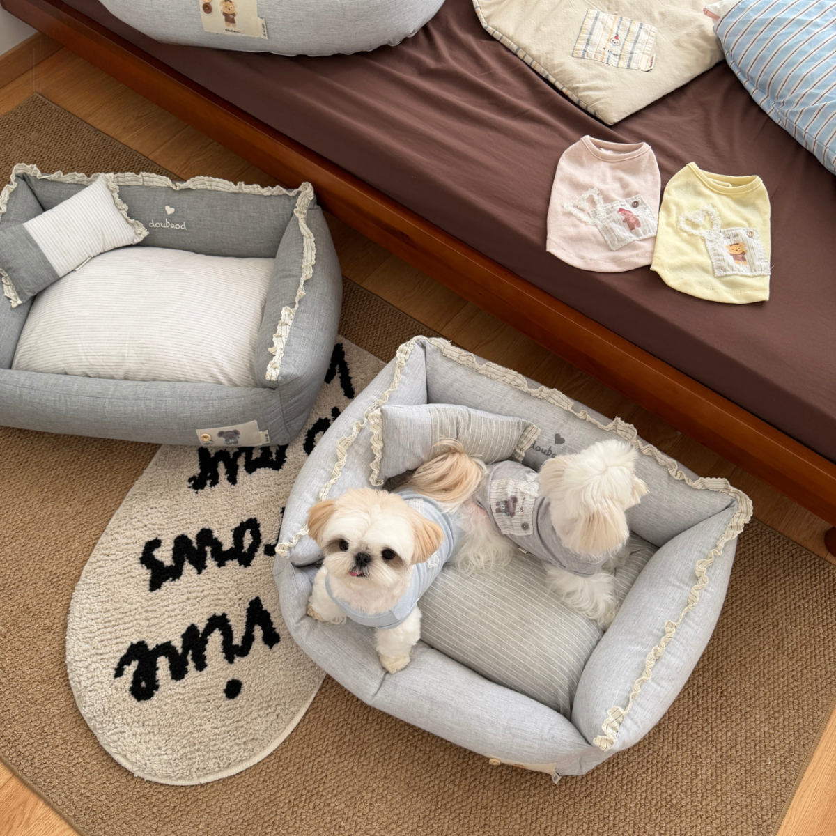 Cozy Grey Pet Bed with Matching Pillow
