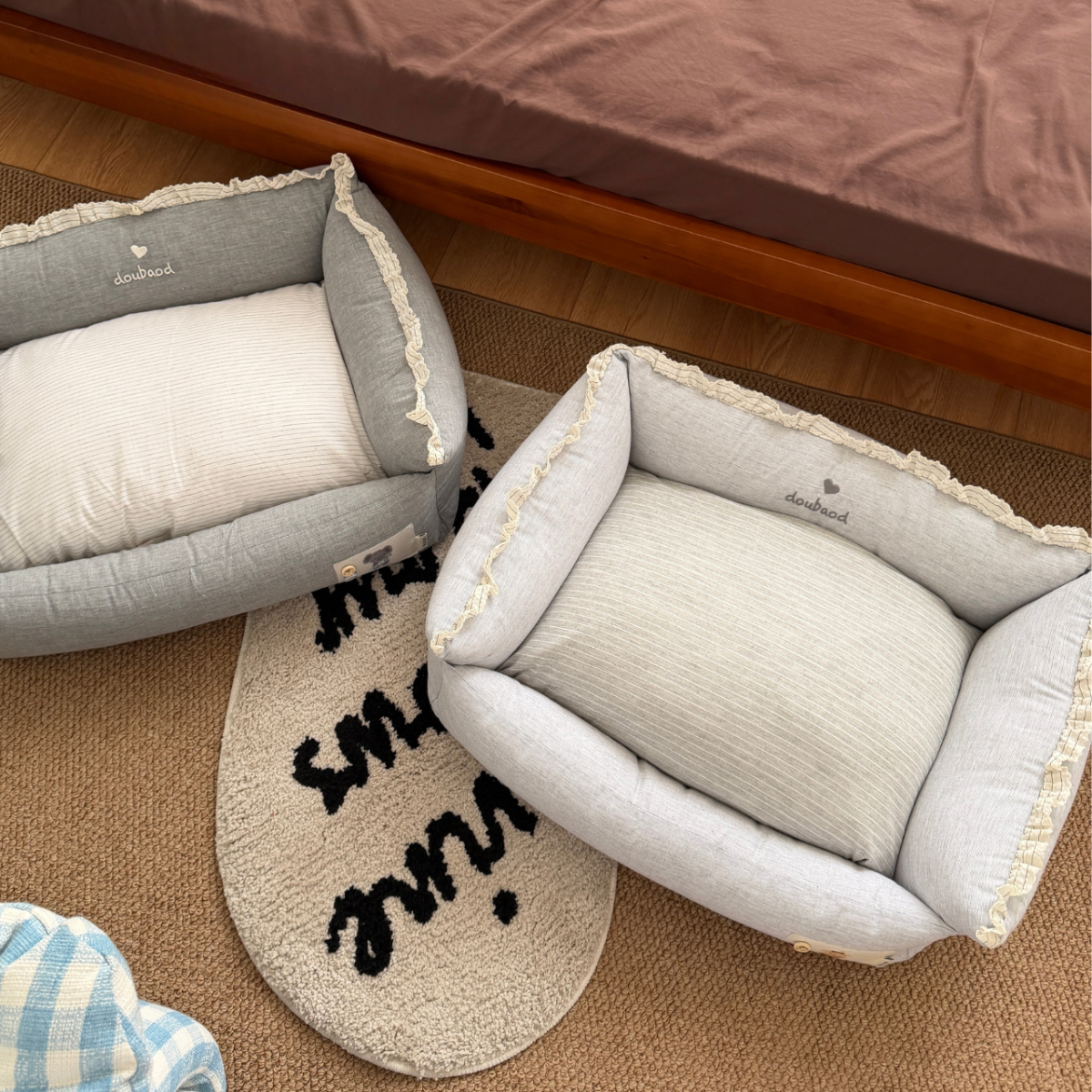 Cozy Grey Pet Bed with Matching Pillow