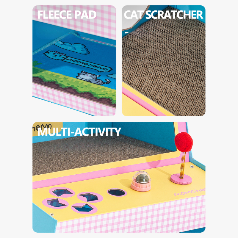 Gaming Console Cat House with Scratching Board