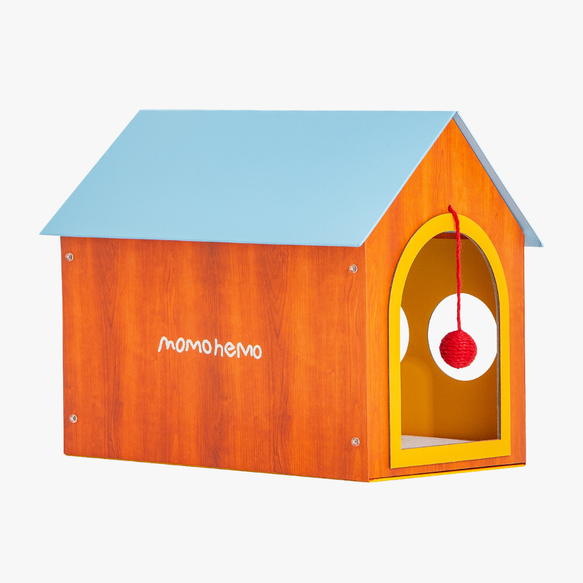 Blue Roof Cat House with Scratching Board